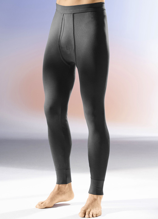 Unterwäsche - Zweierpack Unterhosen, lang, mit Softbund, in Größe 005 bis 012, in Farbe 1X JEANSBLAU MELIERT, 1X ANTHRAZIT MELIERT Ansicht 2