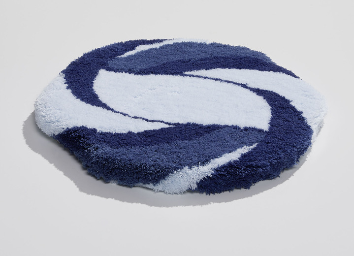 Heimtextilien - Barfußweiche Badvorleger von Kleine Wolke, in Größe 100 (Vorleger halbrund, 50/ 80 cm) bis 112 (WC-Deckelbezug, 47/ 50 cm), in Farbe BLAU Ansicht 2