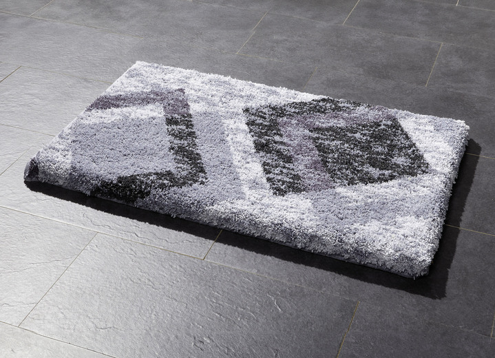 Badgarnituren - Moderne Badgarnitur aus dem Hause Grund Ansicht 4 Badgarnituren - Moderne Badgarnitur aus dem Hause Grund, in Größe 100 (Vorleger halbrund, 50/ 80 cm) bis 112 (WC-Deckelbezug, 47/ 50 cm), in Farbe GRÜN-GRAU Ansicht 4