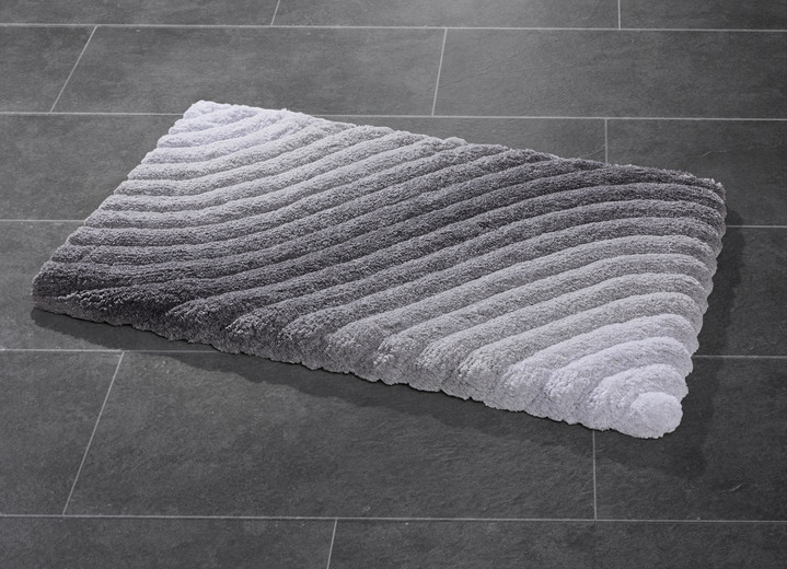 Badgarnituren - Barfußweiche Badgarnitur mit latexierter Rückseite, in Größe 100 (Vorleger halbrund, 50/ 80 cm) bis 112 (WC-Deckelbezug, 47/ 50 cm), in Farbe BLAU Ansicht 3