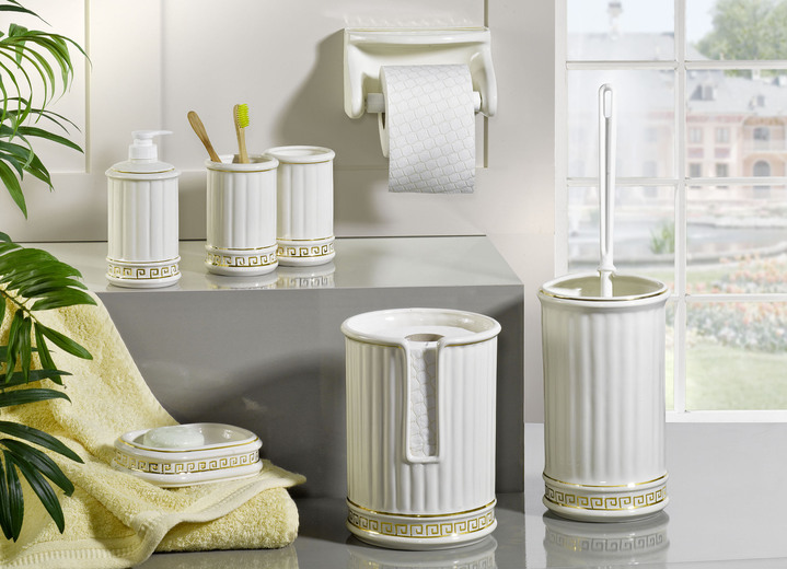 Accessoires - Handgefertigte Badezimmer-Accessoires aus Keramik, in Farbe CREME-SILBER, in Ausführung Seifenschale Ansicht 2