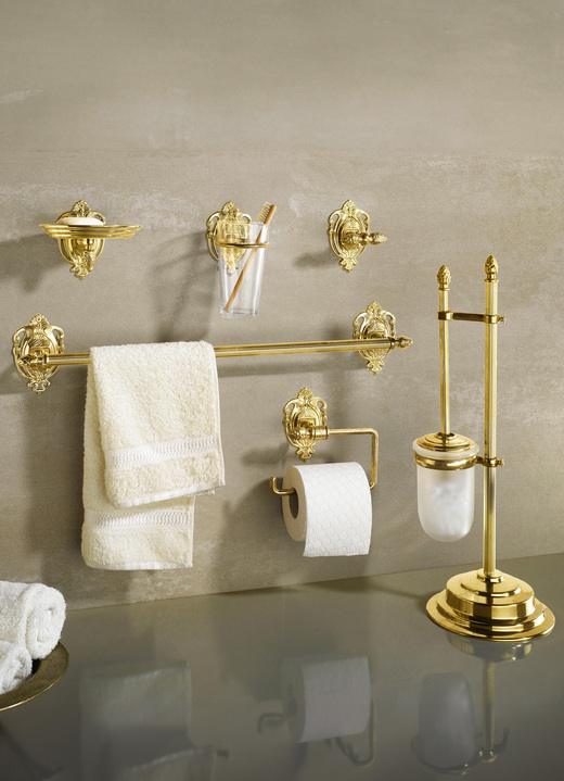 Accessoires - Herrliches Badezimmer-Zubehör aus poliertem Messing, in Farbe MESSING, in Ausführung Seifenschale mit Halter Ansicht 2