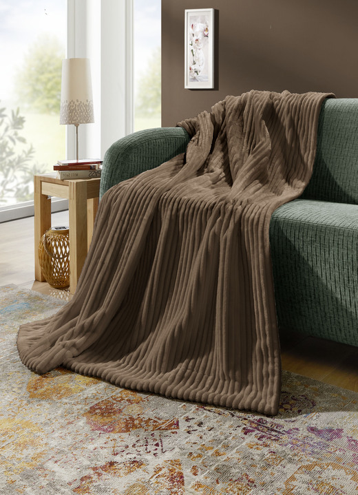 Decken - Wohnaccessoires in feiner Cord-Optik, in Größe 225 (Wohndecke, 150x200 cm) bis 410 (Kissen gefüllt, 50x 50 cm), in Farbe TAUPE Ansicht 1