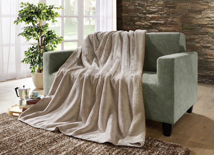 Decken - Superkuschelige Wohndecke in Teddyfleece-Qualität, in Farbe TAUPE Ansicht 1