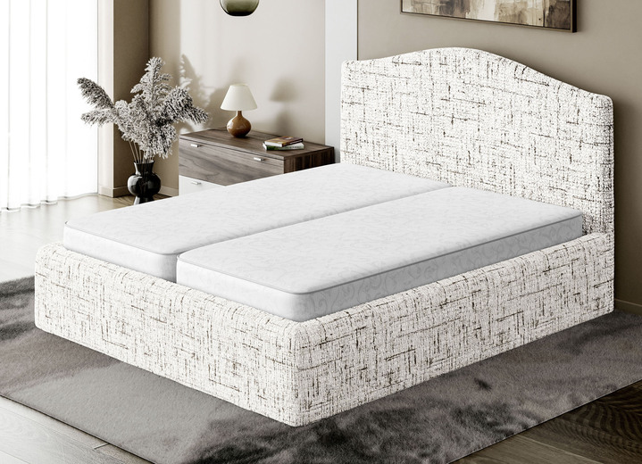 Spannbetttücher - Stretchbezug für Boxspringbett in Mikrofaser-Qualität, in Größe 161 (für Einzelbett, 80–120 cm) bis 163 (für Doppelbett, 190–210 cm), in Farbe NATUR Ansicht 2