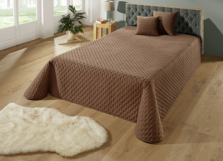 Tagesdecken - Tagesdecke mit Steppung und Bandeinfassung, in Größe 873 (Einzelbett, 135x210 cm) bis 926 (1 Kissenbezug, 80x 80 cm), in Farbe BEIGE Ansicht 9