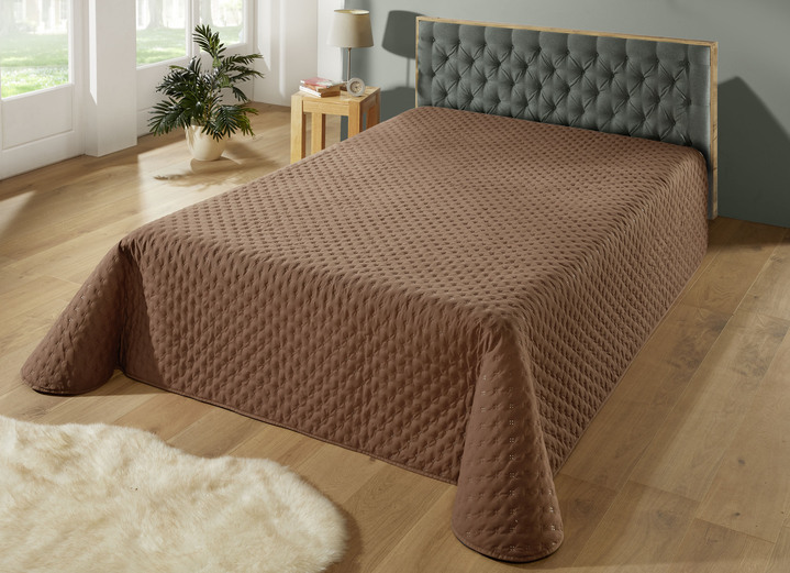 Tagesdecken - Tagesdecke mit Steppung und Bandeinfassung, in Größe 873 (Einzelbett, 135x210 cm) bis 926 (1 Kissenbezug, 80x 80 cm), in Farbe BEIGE Ansicht 7