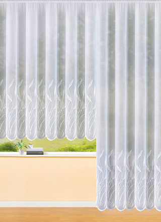 Klassisch - Store Gräser mit gebogtem Abschluss und Universalschienenband, in Größe 140 (H125xB300 cm) bis 298 (H245xB600 cm), in Farbe WEISS – Farbe WEISS – Ansicht 