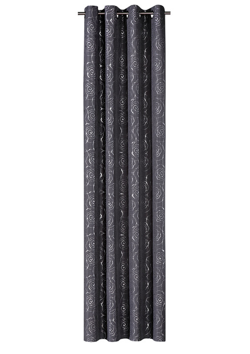 Modern - Übergardine mit hübschem Rosen-Dessin, in Größe 365 (H145xB135 cm) bis 456 (H245xB135 cm), in Farbe WEISS-GOLD, in Ausführung Mit Universalschienenband Ansicht 5