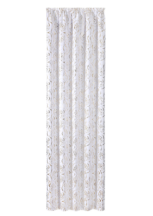 Modern - Übergardine mit hübschem Rosen-Dessin, in Größe 365 (H145xB135 cm) bis 456 (H245xB135 cm), in Farbe GRAU-SILBER, in Ausführung mit Universalschienenband Ansicht 2