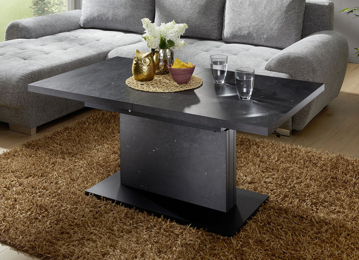 Couchtische - Couchtisch mit raffinierter Liftfunktion, in Farbe KERAMIKOPTIK-SCHWARZ, in Ausführung höhenverstell- und ausziehbar Ansicht 1