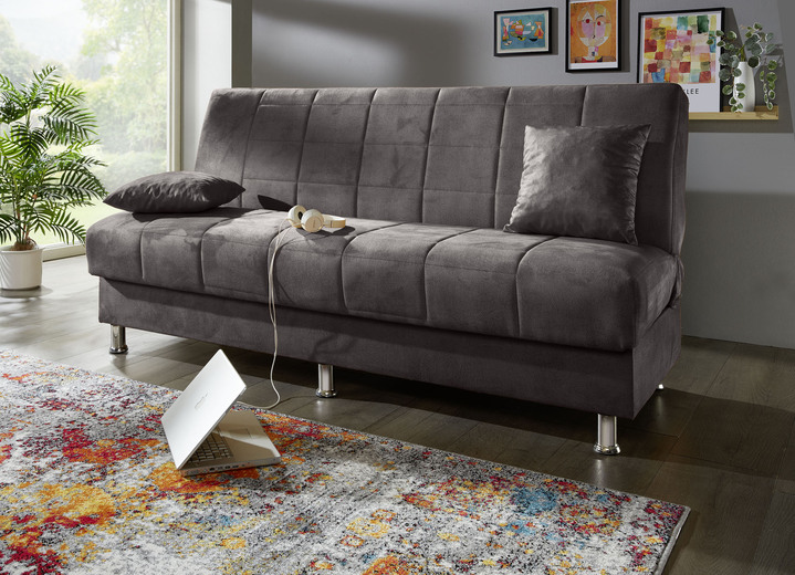 Schlafsofas - Schlafsofa mit Bettkasten und Dekokissen, in Farbe CREME Ansicht 5