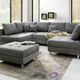 Funktions-Polstermöbel - Polstermöbel mit Hocker und Kissen, in Farbe GRAU, in Ausführung Polsterecke mit Hocker, 217x188 cm – Farbe GRAU – Ansicht 1