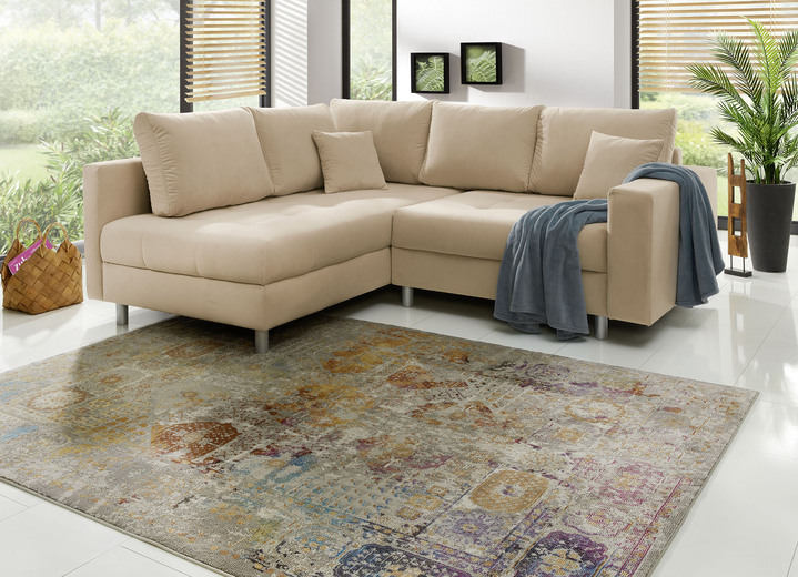 Funktions-Polstermöbel - Polstermöbel mit Hocker und Kissen, in Farbe GRAU, in Ausführung Polsterecke mit Hocker, 217x188 cm Ansicht 6