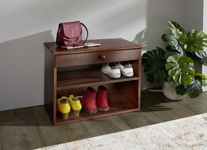 Garderobenmöbel - Schuhregal mit Schublade, in Farbe NUSSBAUM Ansicht 1