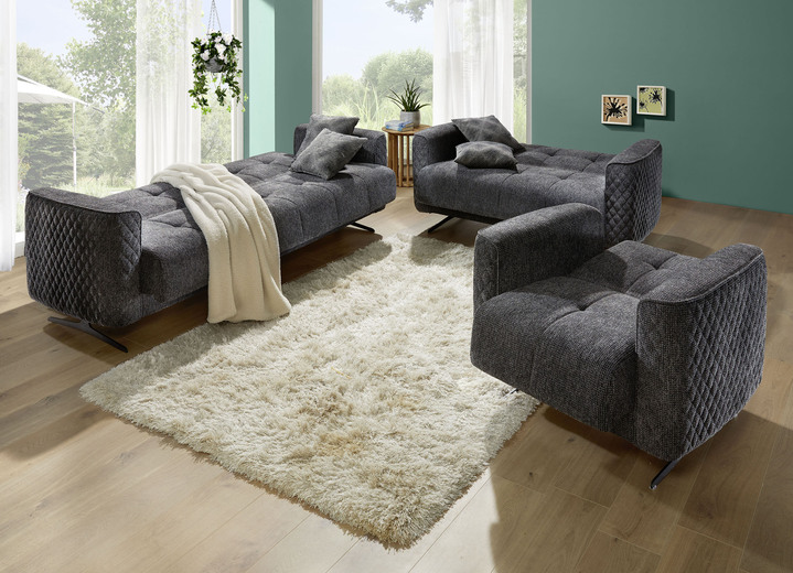 Funktions-Polstermöbel - Polstermöbel mit Bettfunktion und Dekokissen, in Farbe CREME, in Ausführung Dreisitzer Ansicht 3