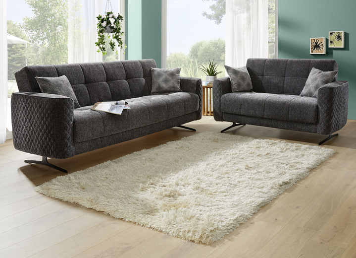 Funktions-Polstermöbel - Polstermöbel mit Bettfunktion und Dekokissen, in Farbe CREME, in Ausführung Dreisitzer Ansicht 5