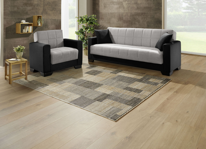 Funktions-Polstermöbel - Moderne Polstermöbel mit Bonnellfederkern, in Farbe SCHWARZ-SILBER, in Ausführung Sessel Ansicht 4