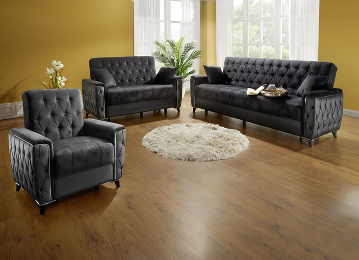 Funktions-Polstermöbel - Polstermöbel mit Bettkasten und Liegefunktion, in Farbe SCHWARZ, in Ausführung Polsterecke mit Bettfunktion Ansicht 1