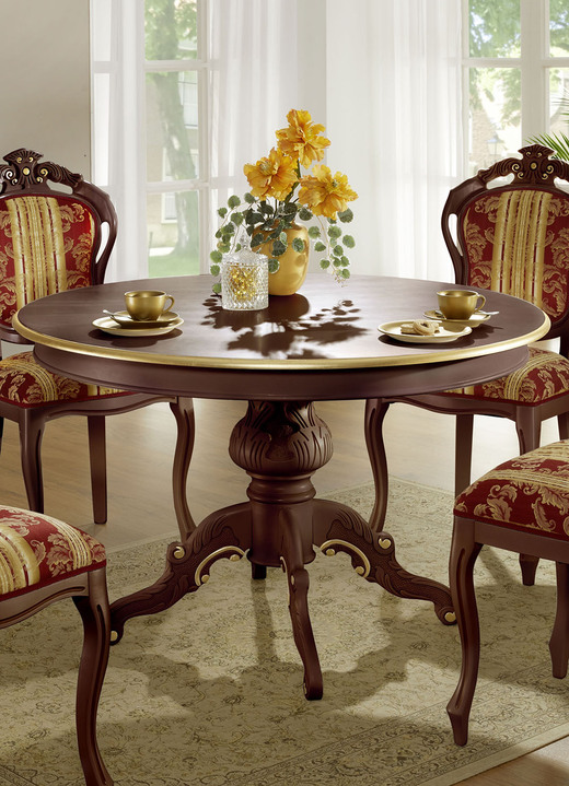 Tische - Esstisch mit Füße aus massivem Buchenholz, in Farbe NUSSBAUM Ansicht 1