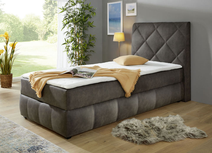 Betten - Boxspringbett mit Bettkasten und Topper, in Farbe ANTHRAZIT Ansicht 1