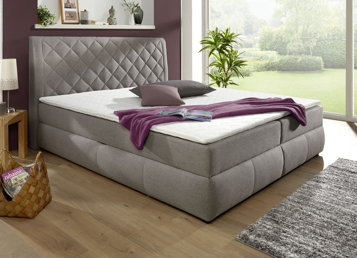 Betten - Boxspringbett mit Bettkasten und Topper, in Farbe GRAU Ansicht 1