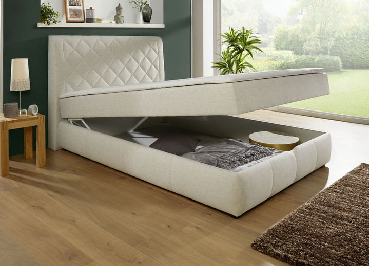 Betten - Boxspringbett mit Bettkasten und Topper Ansicht 4 Betten - Boxspringbett mit Bettkasten und Topper, in Farbe GRAU Ansicht 4