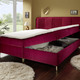 Betten - Boxspringbett mit Bettkasten und Topper – Farbe ROT – Ansicht 2 Betten - Boxspringbett mit Bettkasten und Topper, in Farbe BRAUN – Farbe ROT – Ansicht 2