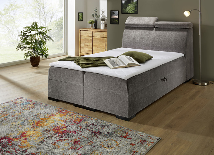 Betten - Boxspringbett auf hochwertigem Echtholzgestell, in Farbe CREME Ansicht 3