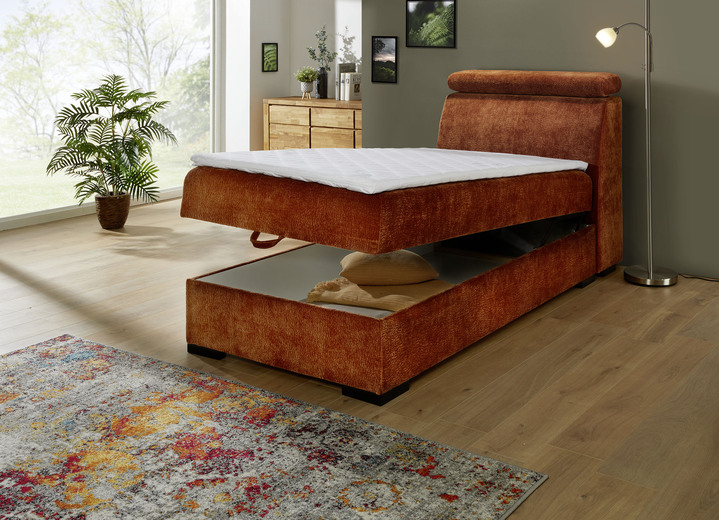 Betten - Boxspringbett auf hochwertigem Echtholzgestell, in Farbe CREME Ansicht 5