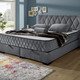Betten - Boxspringbett mit Wendematratze und Bettkasten, in Farbe SAND, in Ausführung Kopfteil mit Rechtecksteppung – Farbe ANTHRAZIT – Ansicht 3