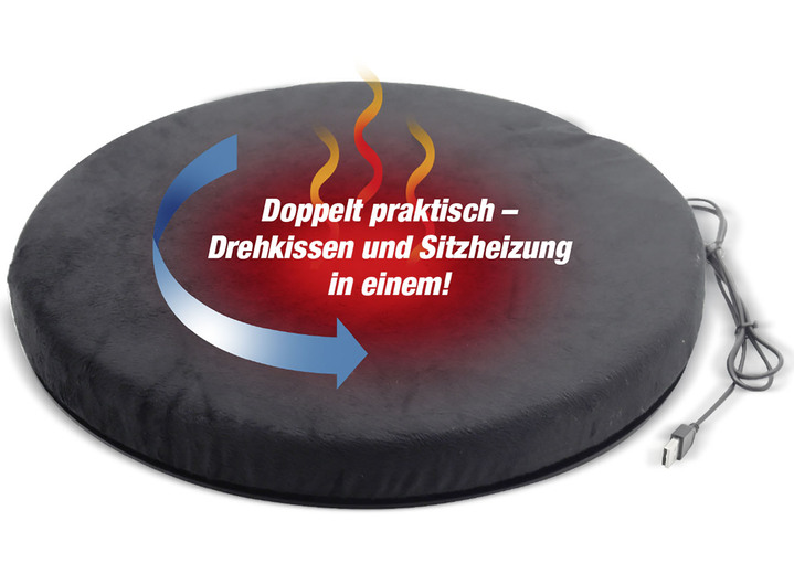 Sitzhilfen - Relaxvital Dreh-Sitzkissen mit Wärmefunktion, in Farbe SCHWARZ Ansicht 2