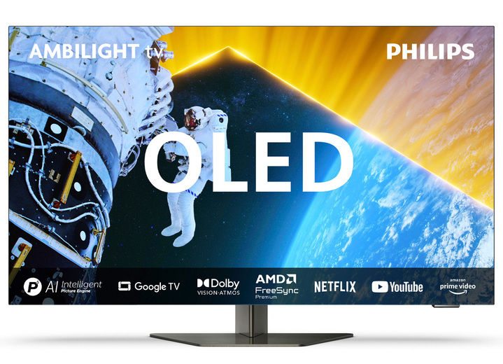 Fernseher - Philips OLED809/12 4K-Ultra-HD OLED-Ambilight-Fernseher, in Farbe SILBER Ansicht 2