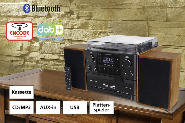 Nostalgie - Nostalgie-Stereoanlage mit Fernbedienung, in Farbe SCHWARZ Ansicht 3