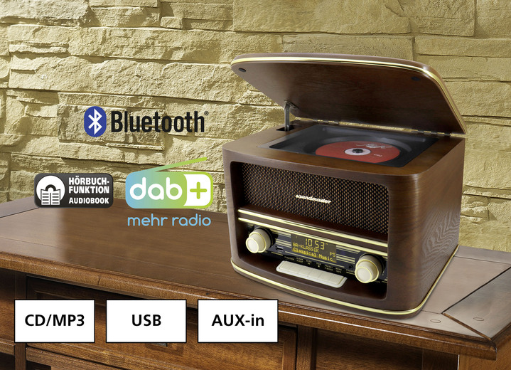 - „soundmaster“ Nostalgie-Stereoanlage im Echtholzgehäuse, in Farbe BRAUN Ansicht 1