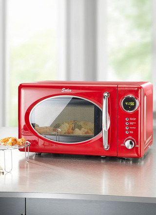 Küchengeräte - Retro-Mikrowelle mit Grill-Funktion, in Farbe ROT