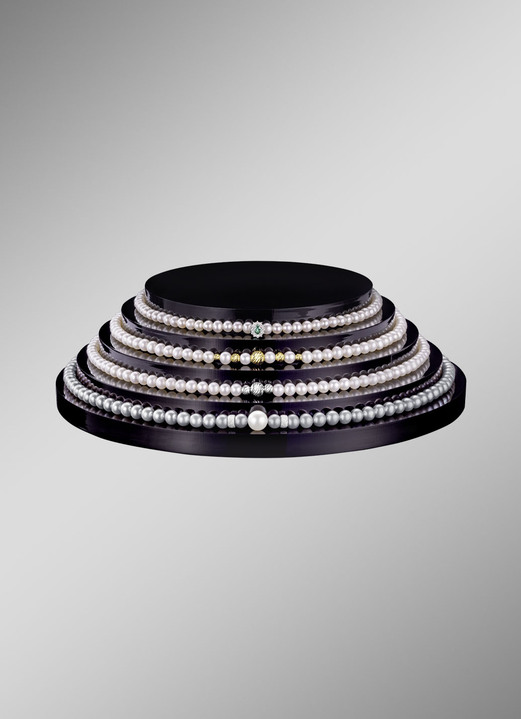 mit Perlen - Halskette mit Süßwasser-Zuchtperlen und Goldkügelchen, in Farbe  Ansicht 3