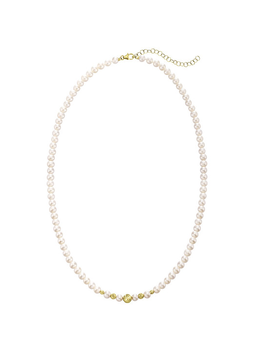 mit Perlen - Halskette mit Süßwasser-Zuchtperlen und Goldkügelchen, in Farbe  Ansicht 2