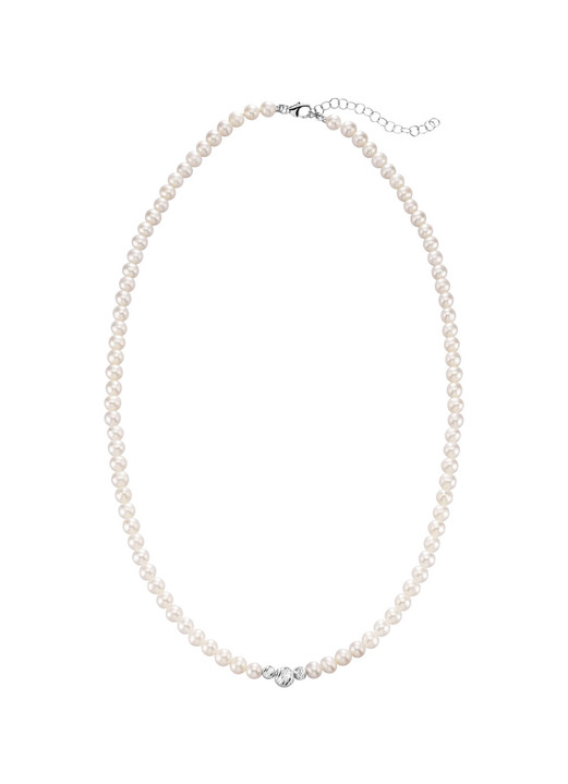 mit Perlen - Halskette mit Süßwasser-Zuchtperlen und diamantierten Kugeln, in Farbe  Ansicht 2