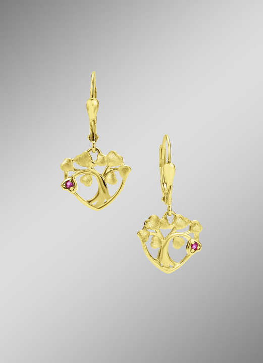 Ohrschmuck - Vergoldete Ohrringe mit Rubin, in Farbe  Ansicht 1