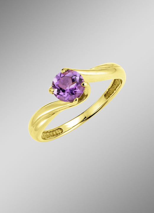 mit Edelsteinen - Erstklassiger Damenring mit echtem Amethyst, in Größe 160 bis 220, in Farbe  Ansicht 1