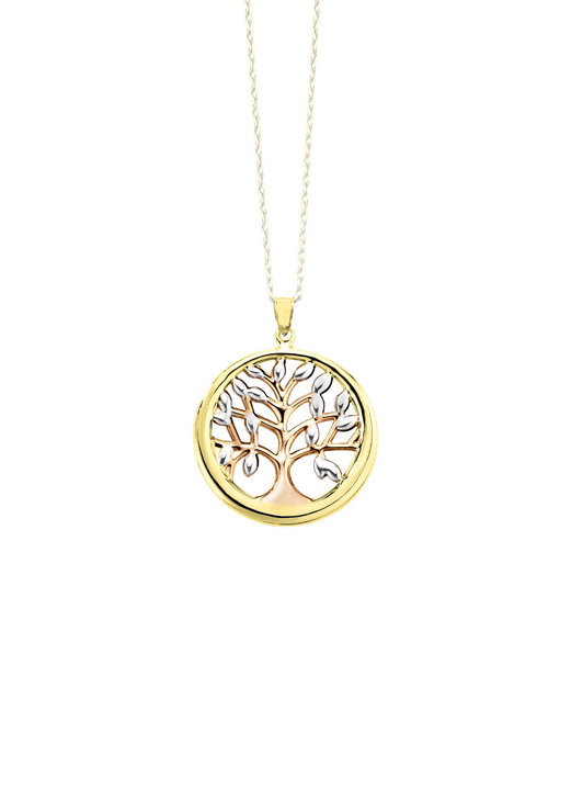 ohne Steine / mit Zirkonia - Lebensbaum-Anhänger in Tricolor Ansicht 2 ohne Steine / mit Zirkonia - Lebensbaum-Anhänger in Tricolor, in Farbe  Ansicht 2