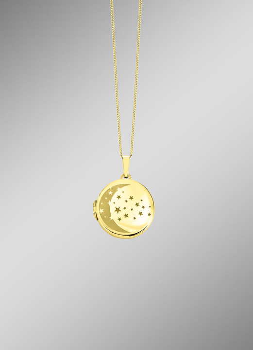 ohne Steine / mit Zirkonia - Medaillon zum Öffnen aus Gold, in Farbe  Ansicht 1