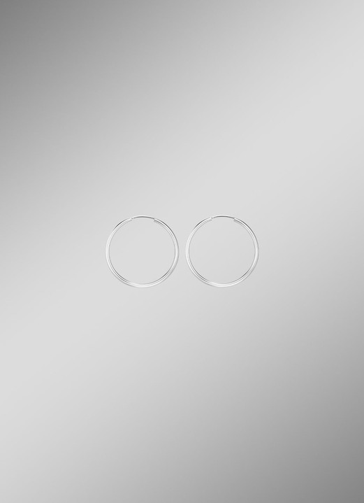 ohne Steine / mit Zirkonia - Schicke Creolen in Weißgold 585/- fein, in Farbe  Ansicht 3