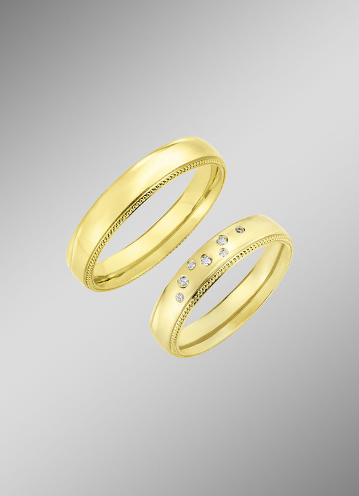 mit Diamant - Trauring aus hochwertigem Gold, in Größe 160 bis 240, in Farbe  Ansicht 2