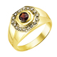 Ringe - Hochwertiger Herrenring mit Granat und Diamanten – Ansicht 2 Ringe - Hochwertiger Herrenring mit Granat und Diamanten, in Größe 180 bis 240, in Farbe  – Ansicht 2