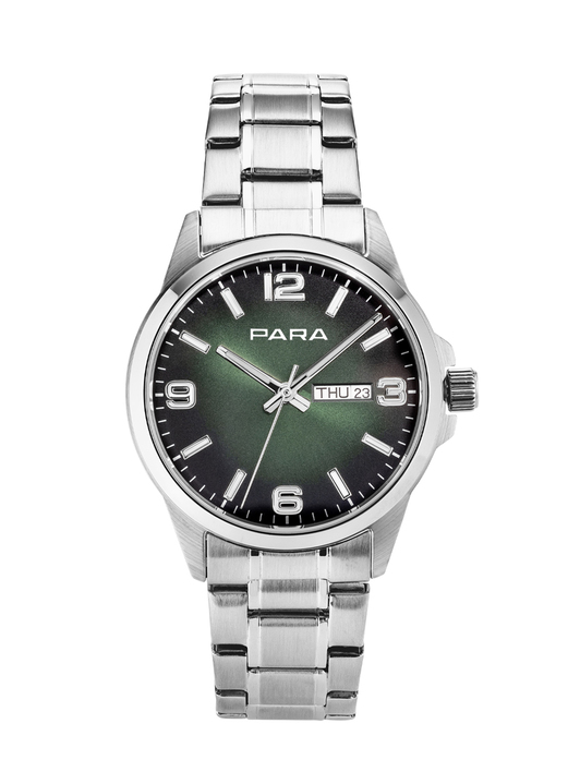 Quartzuhren - Para-Quartz-Herrenuhr mit Stahlbandgehäuse, in Farbe  Ansicht 2