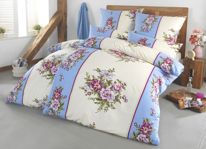 Bettwäschegarnituren - Bettwäsche-Garnitur in Flausch-Biber-Qualität, in Größe 111 (40/80 cm + 135/200 cm) bis 115 (80/80 cm + 155/220 cm), in Farbe BLAU Ansicht 2