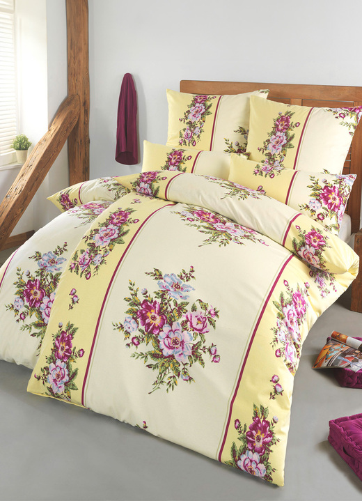 Bettwäschegarnituren - Bettwäsche-Garnitur in Flausch-Biber-Qualität, in Größe 111 (40/80 cm + 135/200 cm) bis 115 (80/80 cm + 155/220 cm), in Farbe NATUR Ansicht 2