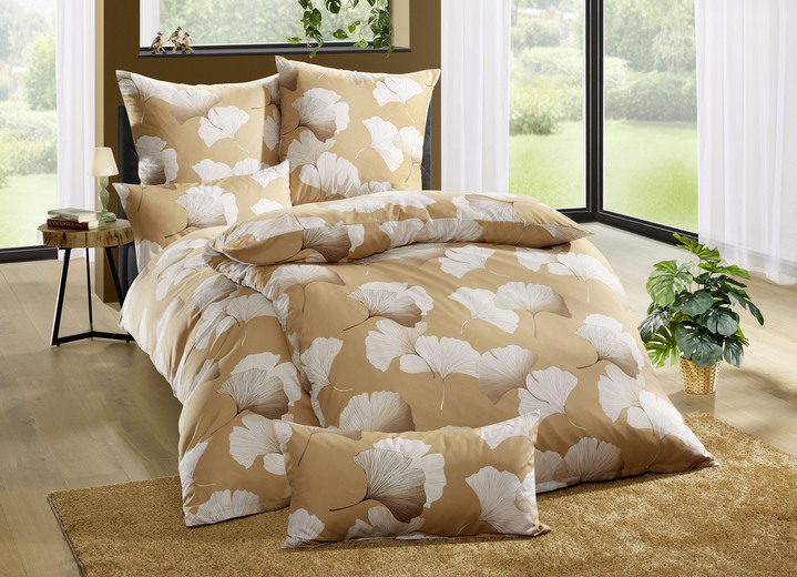 Bettwäschegarnituren - Bettwäsche-Garnitur in Microfaser-Qualität, in Größe 111 (40/80 cm + 135/200 cm) bis 115 (80/80 cm + 155/220 cm), in Farbe HELLBRAUN